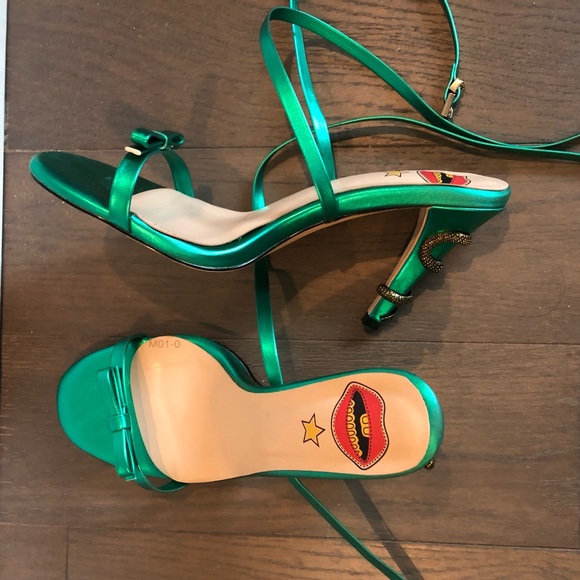 Custom made Green Serpentine heels. Size 10 - Picture 4 of 4